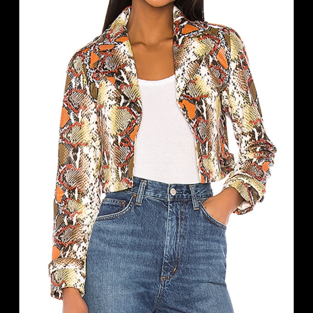 Song of Style leather, snake skin jacket